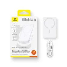 УМБ Baseus EnerFill FM11 Ultra-Mini Magnetic 2in1 10000mAh 22.5W 3A QC3.0+PD3.0 з Бездротовою зарядкою Qi 15W Білий