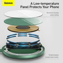 Бездротовий зарядний пристрій Baseus Simple Mini Magnetic з функцією MagSafe і Qi 15W Зелений