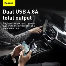 Автомобильное зарядное устройство Baseus Grain Pro Car Charge 2USB 4.8A Черный