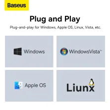 USB Перехідник Baseus Lite Series Ethernet 1000 Mbps Type-C to RJ45 Чорний