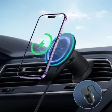 Бездротовий автомобільний зарядний пристрій Baseus CW01 Magnetic Wireless Charging Car Mount Claw 40W з функцією MagSafe і Qi 15W+Type-C 25W Чорний