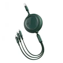 Кабель Baseus Bright Mirror Retractable 3-in-1 Fast Charging Data Cable USB to Lightning+Type-C+MicroUSB 3.5А 1.2m Зеленый