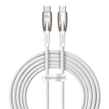 Кабель Baseus Glimmer Series Fast Charging Data Cable Type-C to Type-C 100W 20V 5A 2m Білий