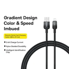 Кабель Baseus Discolor Series Fast Charging Data Cable USB to Lightning 2.4A 1m Чорний