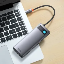 USB-хаб Baseus 7in1 Metal Gleam 7-Port Type-C HUB Adapter Type-C to USB3.0*3, Type-C(PD)*1, 4KHDMI*2, RJ45 Сірий