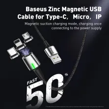 Кабель Baseus Zinc Magnetic Fast Charging Data Cable USB to Lightning 2.4A 1m Черный