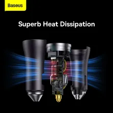 Автомобільний зарядний пристрій Baseus Golden Contactor Pro Dual Quick Charger Car Charger 40W 2Type-C Сірий