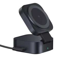 Бездротовий зарядний пристрій Baseus PicoGo Series 2-in-1 Magnetic з функцією MagSafe і Qi2 15W та вбудованим кабелем Type-C 67W Чорний
