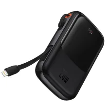 УМБ Baseus Q Pow Pro 20000mAh 20W 5A з технологією QC3.0+PD3.0 и iP кабелем 20W Чорний