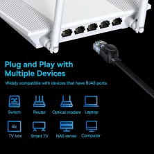Кабель Baseus High Speed RJ45 Gigabit Network Cable Ethernet Плоский 15m Черный