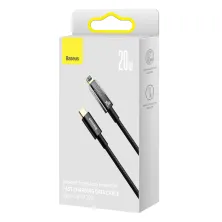 Кабель Baseus Explorer Series Auto Power-Off Fast Charging Data Cable Type-C to Lightning PD 20W 2m Чорний