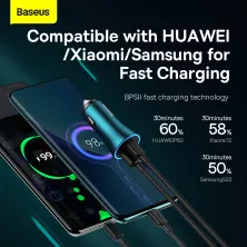 Автомобильное зарядное устройство Baseus Golden Contactor Max Dual Fast Charger Car Charger 60W USB+Type-C Голубой