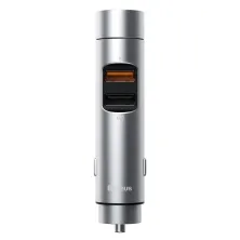 FM-трансмиттер Baseus Energy Column 2в1 MP3 Car QC3.0 18W Charger Bluetooth 5.0 2USB 3A Серебристый