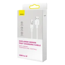 Кабель Baseus Explorer Series with Smart Temperature Control Fast Charging Data Cable USB to Lightning 2.4A 1m Білий