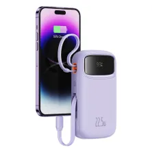 УМБ Baseus Qpow2 Dual-Cable 20000mAh 22.5W 2.4A з технологією QC3.0+PD3.0 та iP 20W+Type-C 22.5W кабелем Фіолетовий