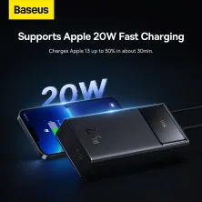 УМБ Baseus Star-Lord Digital Display 30000mAh 22.5W с технологией QC3.0+PD3.0 2USB+Type-C + Кабель USB to Type-C Черный