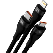Кабель Baseus Flash Series 2 3-in-1 Fast Charging Data Cable USB to Lightning+Type-C+MicroUSB 66W 1.2m Черный