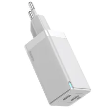 Мережевий зарядний пристрій Baseus GaN Mini PD3.0 45W 2Type-C 3A + кабель Baseus Type-C to Type-C 60W 20V/3A 1м Білий