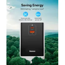 Сетевое зарядное устройство Baseus GaN5 PowerCombo Digital PowerStrip 65W 2AC+USB+Type-C + кабель Baseus Type-C to Type-C 100W 20V/5A 1м Белый