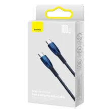 Кабель Baseus Glimmer Series Fast Charging Data Cable Type-C to Type-C 100W 20V 5A 2m Синій