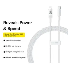 Кабель Baseus Gem Series Fast Charging Data Cable Type-C to Lightning PD 20W 1m Білий