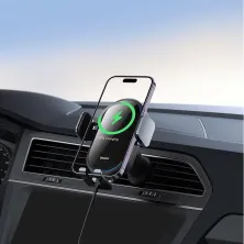 Беспроводное автомобильное зарядное устройство Baseus LightChaser Wireless Charging Electric Car Mount с технологией Qi 15W Черный