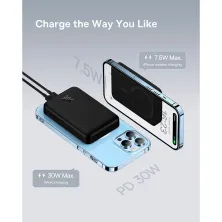 УМБ Baseus Magnetic Mini Wireless Fast Charge 2in1 10000mAh 30W 3A QC3.0+PD3.0 с Беспроводной зарядкой Qi 15W Черный