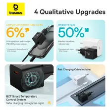 Сетевое зарядное устройство Baseus GaN5 Mini Fast Charger 1C PD3.0 20W Type-C 3A + кабель Baseus Type-C to Type-C 100W 20V/5A 1м Черный