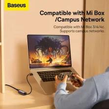 USB Перехідник Baseus Lite Series Ethernet 1000 Mbps Type-C to RJ45 Сірий