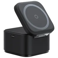 Бездротовий зарядний пристрій Baseus MagPro Series 2-in-1 Magnetic з функцією MagSafe і Qi2 20W та вбудованим кабелем Type-C Чорний