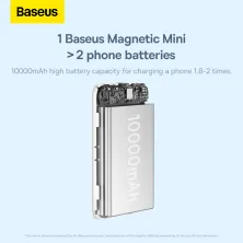 УМБ Baseus Magnetic Mini Wireless Fast Charge 2in1 10000mAh 20W 2.4A QC3.0+PD3.0 с Беспроводной зарядкой Qi 15W Белый