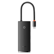 USB-хаб Baseus 6in1 Lite Series 6-Port Type-C HUB Adapter Type-C to USB3.0*2, Type-C(PD)*1, 4KHDMI, TF, SD  Чорний