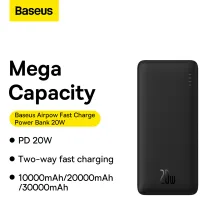 УМБ Baseus Airpow Fast Charge 10000mAh 20W 3A з технологією QC3.0+PD3.0 USB+Type-C Чорний