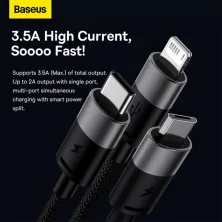 Кабель Baseus StarSpeed 3-in-1 Fast Charging Data Cable USB to Lightning+Type-C+MicroUSB 3.5А 0.6m Чорний