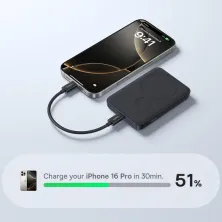 УМБ Baseus EnerFill FM11 Ultra-Mini Magnetic 2in1 10000mAh 22.5W 3A QC3.0+PD3.0 з Бездротовою зарядкою Qi 15W Чорний