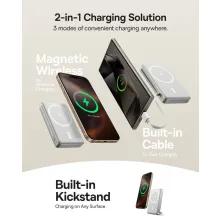 УМБ Baseus Nomos Qi2 Kickstand Magnetic 10000mAh 45W QC3.0+PD3.0 з функцією MagSafe и Qi2 15W и Type-C кабелем 45W Сірий