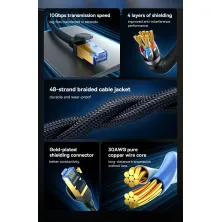 Кабель Baseus High Speed CAT7 Seven Types RJ45 10Gigabit Network Cable Ethernet Круглый 10m Черный