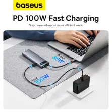 USB-хаб Baseus 11in1 Metal Gleam 11-Port Type-C HUB Adapter Type-C to USB3.0*3, USB2.0*1,Type-C(PD)*1, 4KHDMI*1, VGA, RJ45, TF, SD Сірий