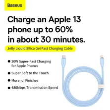 Кабель Baseus Jelly Liquid Silica Gel Fast Charging Data Cable Type-C to Lightning PD 20W 2m Блакитний