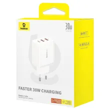 Сетевое зарядное устройство Baseus Cube Fast Charger QC3.0+PD3.0 30W 2USB+Type-C 3A Белый