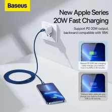 Кабель Baseus Crystal Shine Series Fast Charging Data Cable Type-C to Lightning PD 20W 2m Синій