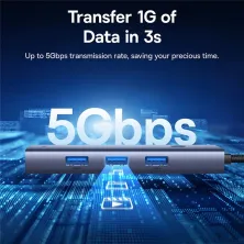 USB-хаб Baseus 4in1 UltraJoy 4-Port Type-A HUB Adapter Type-A to USB3.0*4 Сірий