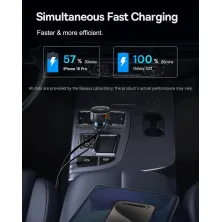 Автомобильное зарядное устройство Baseus Enjoyment Pro Retractable 55W USB и c встроенным кабелем Lightning  0.70м Черный