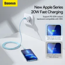 Кабель Baseus Crystal Shine Series Fast Charging Data Cable Type-C to Lightning PD 20W 2m Блакитний