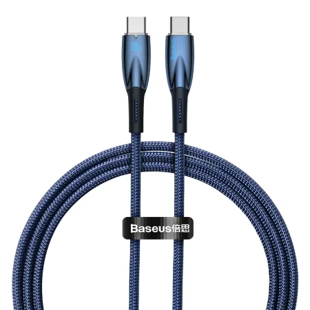 Кабель Baseus Glimmer Series Fast Charging Data Cable Type-C to Type-C 100W 20V 5A 1m Синій
