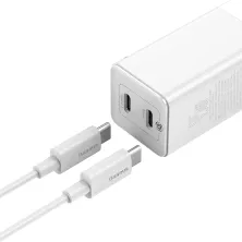 Мережевий зарядний пристрій Baseus GaN Mini PD3.0 45W 2Type-C 3A + кабель Baseus Type-C to Type-C 60W 20V/3A 1м Білий