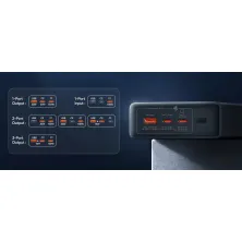 УМБ Baseus Adaman 24000mAh 140W 6A з технологією QC3.0+PD3.0 USB+2Type-C+ кабель Type-C to Type-C 100W 20V/5A 1м Чорний