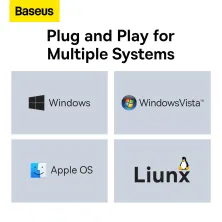 USB-хаб Baseus 6in1 Lite Series 6-Port Type-C HUB Adapter Type-C to USB3.0*2, Type-C(PD)*1, 4KHDMI, TF, SD  Чорний