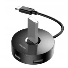 USB-хаб Baseus 5in1 Round Box HUB Adapter Type-C to USB3.0, USB2.0*3, Micro USB Сірий