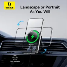 Бездротовий автомобільний зарядний пристрій Baseus MagPro Magnetic Wireless Charging Car Mount Air Vent Version з технологією Qi 15W Чорний
